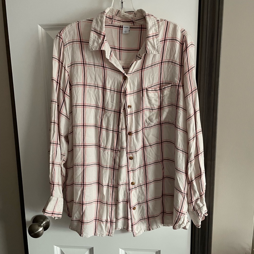 Old Navy Plaid LS Top—Large